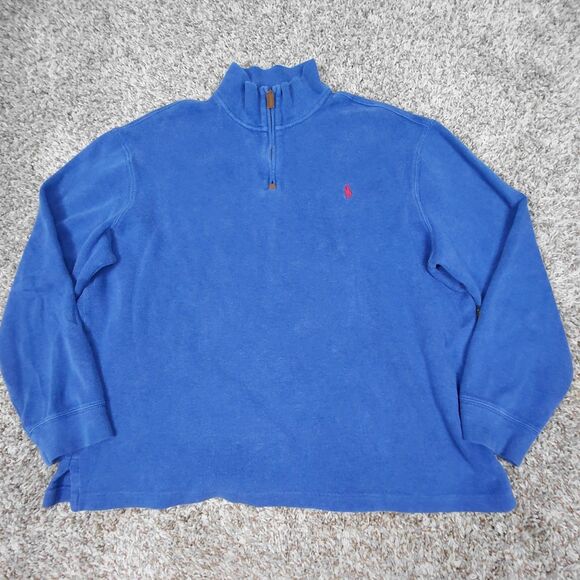 Polo by Ralph Lauren Other - Polo Ralph Lauren Sweater Mens Large Blue 1/4 Zip Pullover Knit Pony Boxy Fit